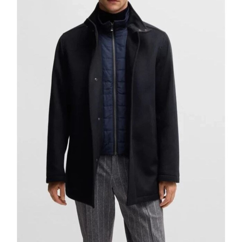 HUGO BOSS Coat Mens Size 42 Navy Blue Zip Up Relaxed Wool Cashmere COXTAN $695